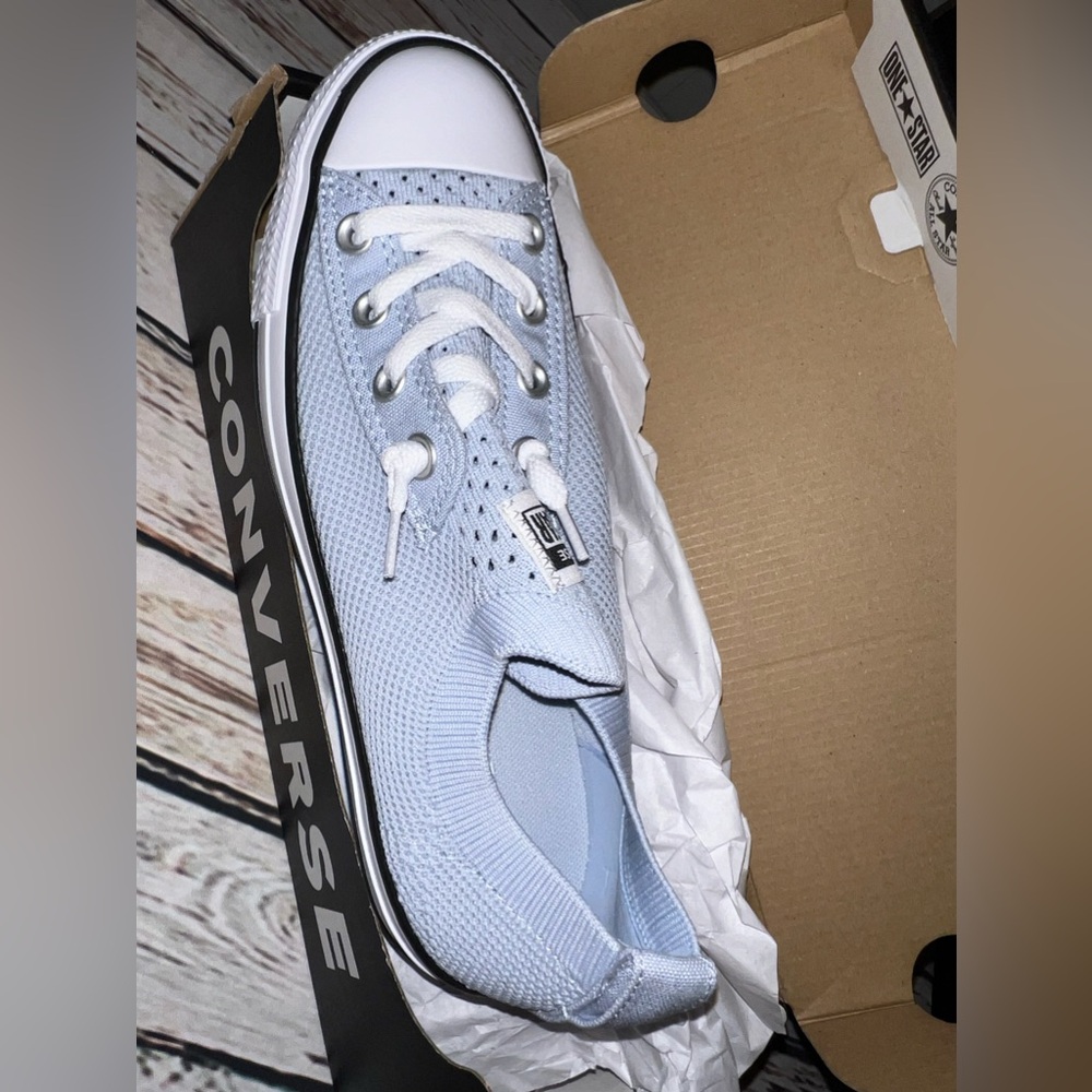 Converse brand new baby blue slip on Size 8